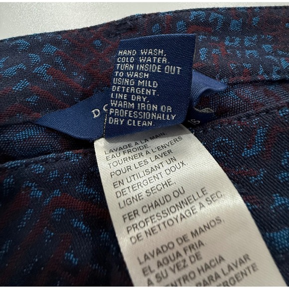 Doncaster Collection Navy Burgundy Jacquard Trousers Pants Womens 16 W416 - Picture 3 of 10